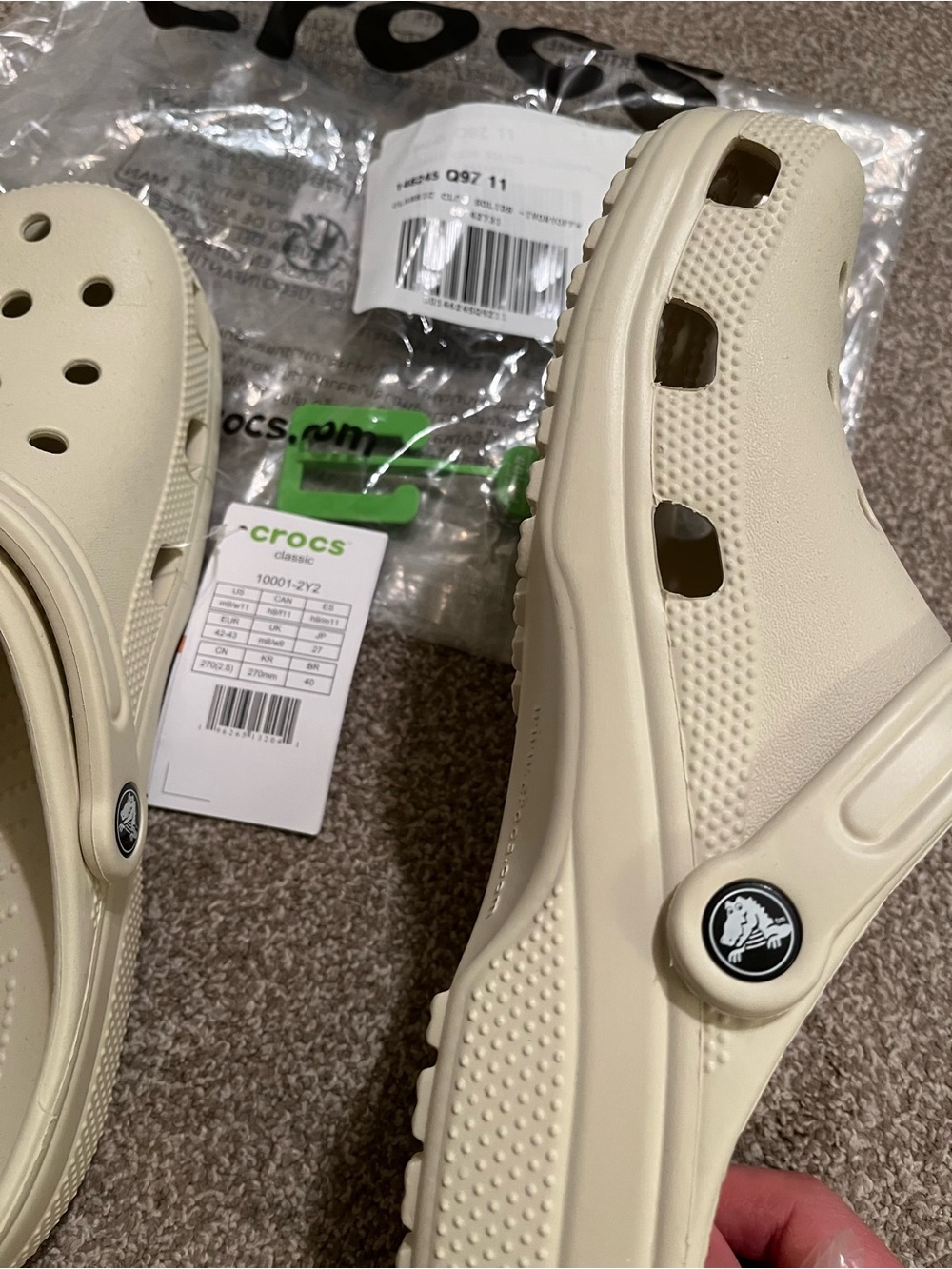 CROCS Classic Clog Sandals in Cream - Picture 5 of 9
